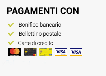 Pagamenti accettati: Carte di Credito / Bonifico / Bollettino postale / PayPal